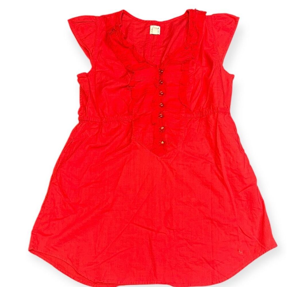 EDMÉ & ESYLLTE for ANTHROPOLOGIE Women’s Red Ruffle Button-Front Sleeveless Tuni